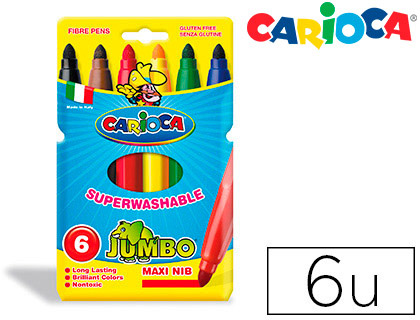 ROTULADOR CARIOCA JUMBO C/6 COLORES -PUNTA GRUESA