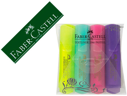 ROTULADOR FABER CASTELL FLUORESCENTE TEXTLINER 46 PASTEL ESTUCHE 4 UNIDADES COLORES SURTIDOS