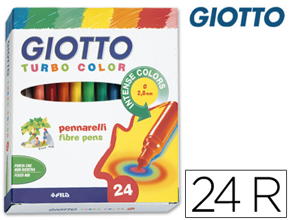 ROTULADOR GIOTTO TURBO COLOR CAJA DE 24 COLORES LAVABLES CON PUNTA BLOQUEADA