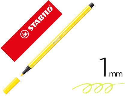 ROTULADOR STABILO ACUARELABLE PEN 68 AMARILLO LIMON PUNTA GRUESA 1MM