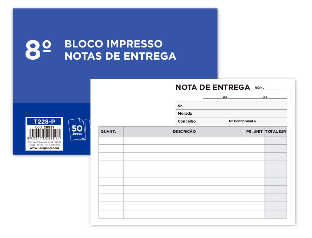 TALONARIO LIDERPAPEL ENTREGAS OCTAVO APAISADO 228 DUPLICADO -TEXTO EN PORTUGUES