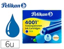 [301176] TINTA PARA PLUMAS PELIKAN AZUL REAL CAJA 6 CARTUCHOS