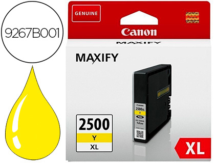 INK-JET CANON PGI 2500 XL MAXIFY IB4050 / MB5050 / MB5150 / MB5155 / MB5350 / MB5450 AMARILLO 1520 PAGINAS