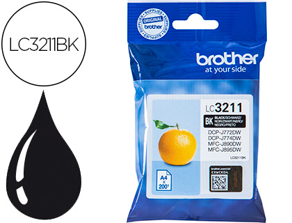 INK-JET BROTHER LC3211BK DCP-J572 / DCP-J772 / DCP-J774 / MFC-J890 / MFC-J895 NEGRO 200 PAG