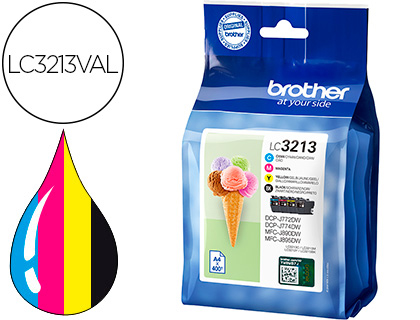 INK-JET BROTHER LC3213 DCP-J572 / DCP-J772 / MFC-J890PACK 4 COLORES NEGRO AMARILLO CIAN MAGENTA
