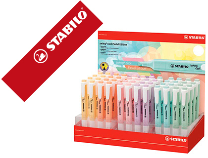 ROTULADOR STABILO FLUORESCENTE FINO SWING COOL PASTEL EXPOSITOR DE 48 UNIDADES COLORES SURTIDOS