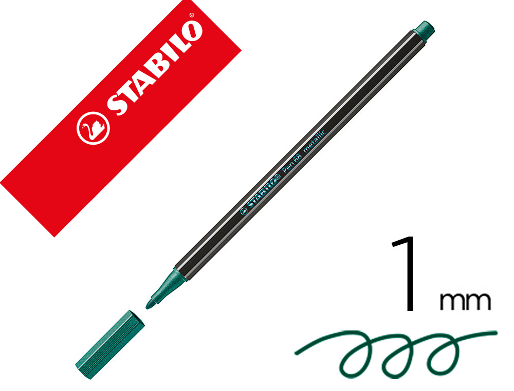 ROTULADOR STABILO ACUARELABLE PEN 68 METALICO VERDE PUNTA GRUESA 1MM