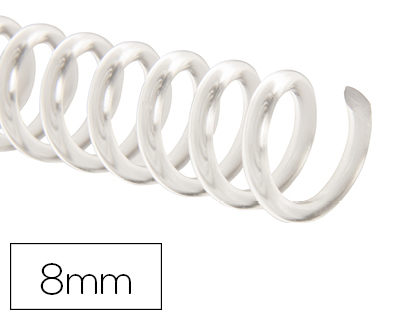 ESPIRAL PLASTICO Q-CONNECT TRANSPARENTE 32 5:1 8MM 1,8MM CAJA DE 100 UNIDADES