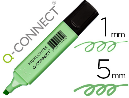 ROTULADOR Q-CONNECT FLUORESCENTE PASTEL VERDE PUNTA BISELADA