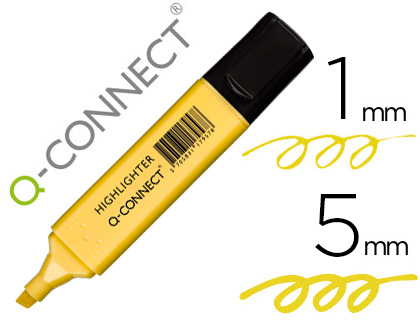 ROTULADOR Q-CONNECT FLUORESCENTE PASTEL AMARILLO PUNTA BISELADA