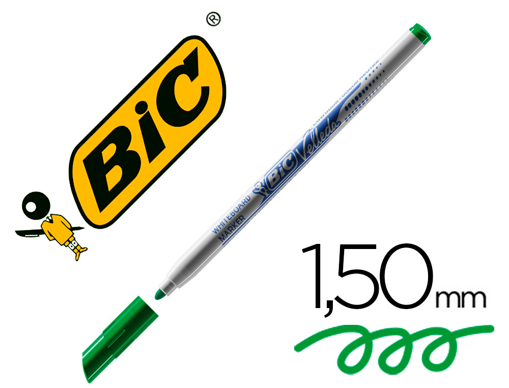 ROTULADOR BIC VELLEDA FINO PARA PIZARRA VERDE PUNTA REDONDA 1 MM