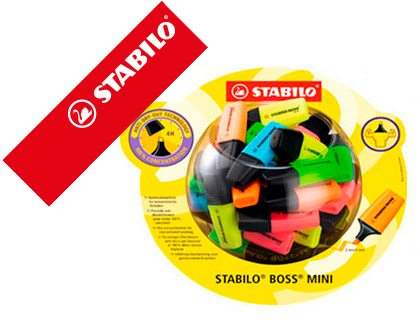 ROTULADOR STABILO BOSS MINI FLUORESCENTE EXPOSITOR BOMBONERA DE 50 UNIDADES COLORES SURTIDOS