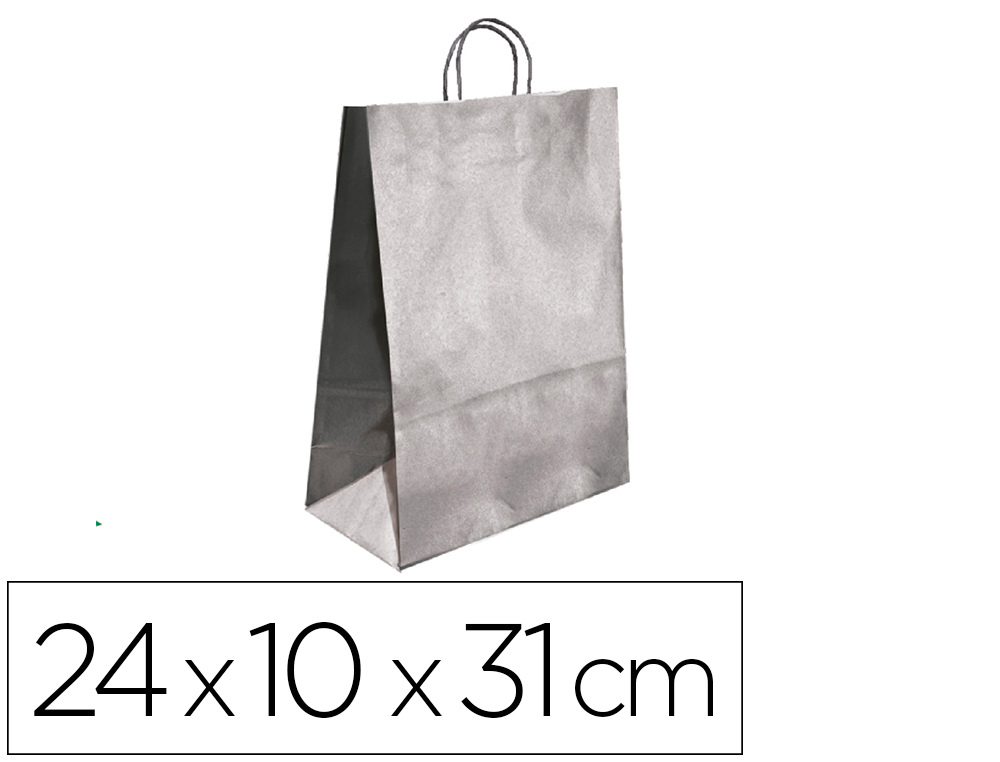 BOLSA KRAFT Q-CONNECT PLATA ASA RETORCIDA 240X100X310 MM