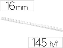[KF24025] CANUTILLO Q-CONNECT REDONDO 16 MM PLASTICO BLANCO CAPACIDAD 145 HOJAS CAJA DE 50 UNIDADES
