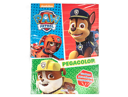 CUADERNO DE COLOREAR PATRULLA CANINA PEGACOLOR CON PEGATINAS 12 PAGINAS 210X280 MM