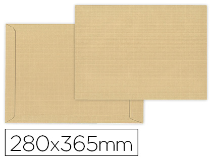 SOBRE LIDERPAPEL BOLSA FUELLE KRAFT ARMADO 280X365X50MM SOLAPA TIRA DE SILICONA PAPEL 155 GR CAJA DE 50 UNIDADES