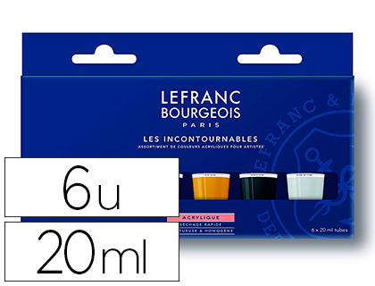 PINTURA ACRILICA L&B FINE SET LOS IMPRESCINDIBLES CAJA DE 6 COLORES SURTIDOS TUBO DE 20 ML