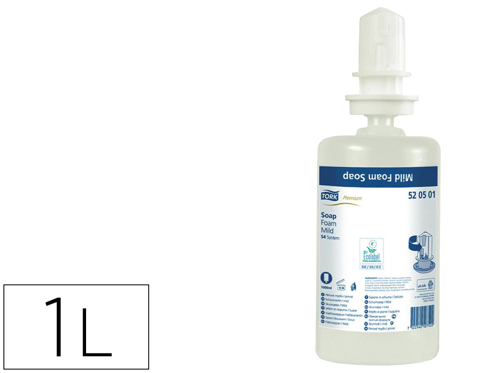 JABON EN ESPUMA TORK S4 REHIDRATANTE AROMA DELICADO BOTE DE 1000 ML
