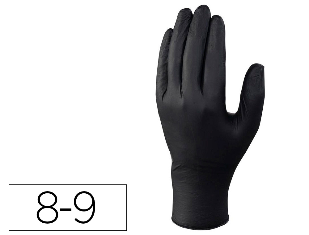 GUANTE DELTAPLUS DE NITRILO DESECHABLE NEGRO CAJA DE 100 UNIDADES TALLA 8-9
