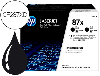 TONER HP LASERJET 87X ENTERPRISE M506 MFP M527 PRO M501 NEGRO PACK DE 2 UNIDADES 18000 PAGINAS