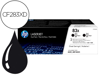 TONER HP LASERJET PRO 83X M201 MFP M225 NEGRO PACK DE 2 UNIDADES 2200 PAGINAS