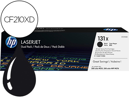 TONER HP LASERJET PRO 131X M251 MFP M276 NEGRO PACK DE 2 UNIDADES 4800 PAGINAS