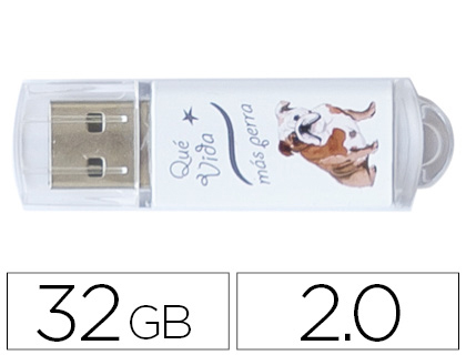 MEMORIA USB TECHONETECH FLASH DRIVE 32 GB 2.0 QUE VIDA MAS PERRA