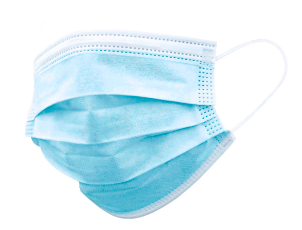 MASCARILLA FACIAL HIGIENICA DESECHABLE 3 CAPAS CON AJUSTE NASAL FILTRACION 95% COLOR AZUL