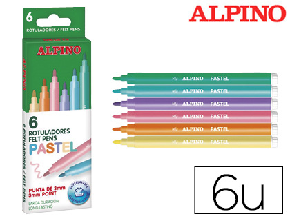 ROTULADOR ALPINO STANDARD PASTEL CAJA DE 6 COLORES SURTIDOS