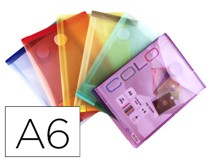 CARPETA TARIFOLD DOSSIER BROCHE DIN A6 VERTICAL POLIPROPILENO 200 MC VELCRO EXPOSITOR 60 UDS SURTIDAS