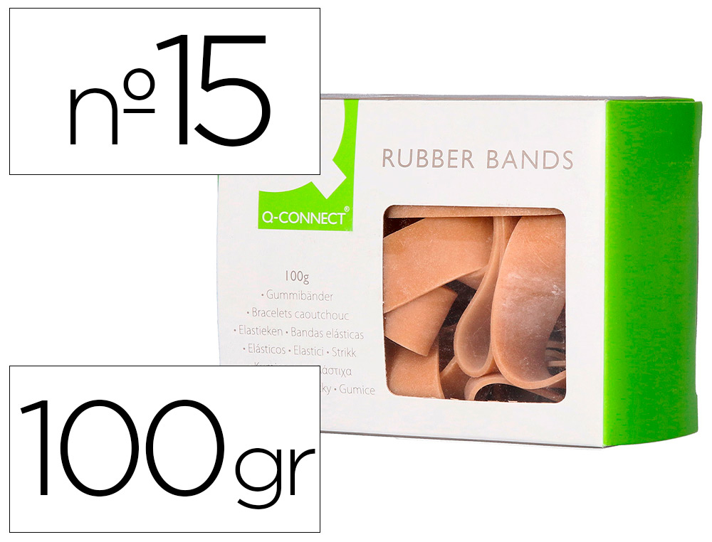 BANDAS ELASTICAS Q-CONNECT 100 GR 150X10 MM NUMERO 15