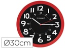 [KF11215] RELOJ Q-CONNECT DE PARED PLASTICO OFICINA REDONDO 30 CM COLOR ROJO Y ESFERA COLOR NEGRO