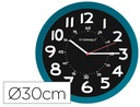 [KF11214] RELOJ Q-CONNECT DE PARED PLASTICO OFICINA REDONDO 30 CM COLOR AZUL Y ESFERA COLOR NEGRO