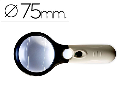 LUPA Q-CONNECT ELECTRICA ARO ABS 75 MM 3 AUMENTOS 3 BOMBILLAS LED LENTE 70 MM
