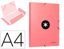[AW65] CARPETA ANTARTIK GOMAS A4 3 SOLAPAS CARTON FORRADO COLOR CORAL