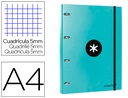 [AW60] CARPETA CON RECAMBIO ANTARTIK A4 CUADRO 5MM FORRADA 4 ANILLAS 25MM REDONDAS COLOR MENTA