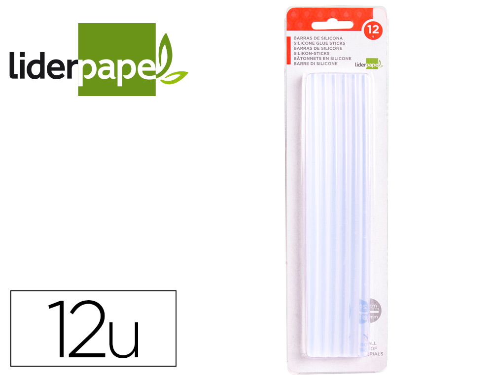 BARRAS TERMOFUSIBLE LIDERPAPEL 7 MM DE DIAMETRO X 200 MM DE ALTO BLISTER DE 12 UNIDADES