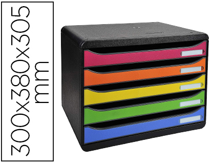 FICHERO CAJONES SOBREMESA EXACOMPTA BIG-BOX PLUS IDERAMA ARLEQUIN 5 CAJONES APAISADO MULTICOLORES