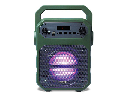 ALTAVOZ DAEWOO PORTATIL DSK-345B MICROFONO CON CABLE LUCES LED RADIO FM USB ENTRADA JACK MICRO SD