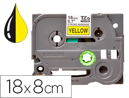 CINTA Q-CONNECT TZE-641 AMARILLO-NEGRO 18MM LONGITUD 8 MT
