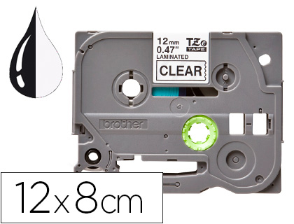 CINTA Q-CONNECT TZE-131 TRANSPARENTE-NEGRO 12MM LONGITUD 8 MT