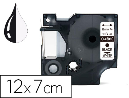 CINTA Q-CONNECT 1000 NEGRO-BLANCO 12MM X 7MT DYMO
