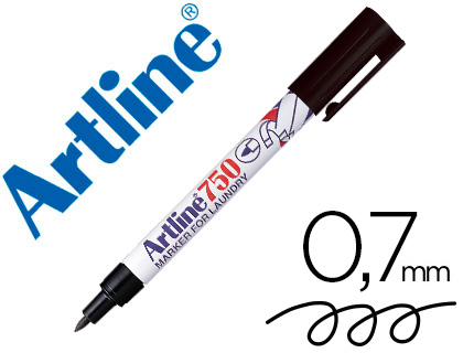 ROTULADOR ARTLINE MARCADOR PERMANENTE EK-750 NEGRO PUNTA REDONDA 0,7 MM BRICO PARA MARCAR ROPA