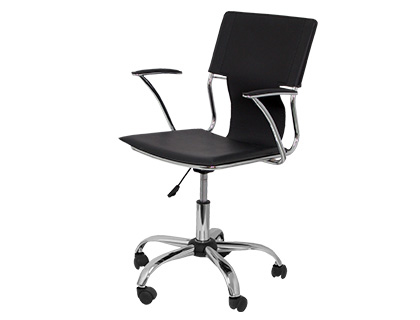 SILLA GIRATORIA Q-CONNECT RESPALDO MEDIO REGULABLE EN ALTURA SIMILPIEL NEGRA 860+90X480X440 MM