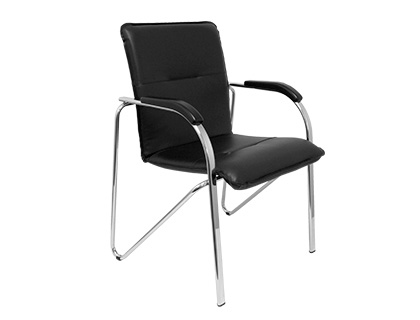 SILLA CONFIDENTE Q-CONNECT ESTRUCTURA CROMADA CON BRAZOS SIMIL PIEL NEGRA 880X600X552 MM PACK DE 2 UNIDADES