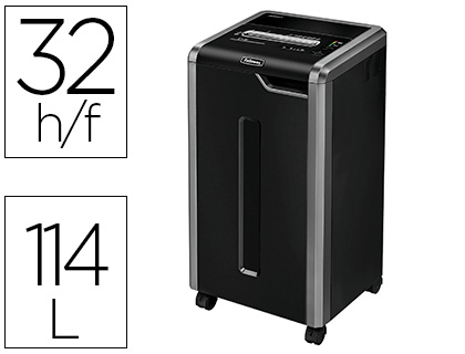 DESTRUCTORA DE DOCUMENTOS FELLOWES 425CI CAPACIDAD DE CORTE 32H SEGURIDAD P4 CLIPS GRAPAS TARJETAS Y CD 114L