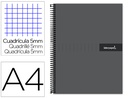 [BA90] CUADERNO ESPIRAL LIDERPAPEL A4 MICRO CRAFTY TAPA FORRADA 120H 90 GR CUADRO 5 MM 5 BANDAS 4 COLORES COLOR NEGRO