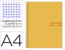 [BA10] CUADERNO ESPIRAL LIDERPAPEL A4 MICRO CRAFTY TAPA FORRADA 120H 90 GR CUADRO 5 MM 5 BANDAS 4 COLORES COLOR NARANJA