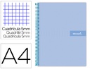 [BA57] CUADERNO ESPIRAL LIDERPAPEL A4 MICRO CRAFTY TAPA FORRADA 120H 90 GR CUADRO 5 MM 5 BANDAS 4 COLORES CELESTE