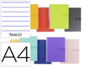 [BF51] CUADERNO ESPIRAL LIDERPAPEL A4 CRAFTY TAPA FORRADA 80H 90 GR PAUTA ESTRECHA 2,5MM CON MARGEN COLORES SURTIDOS
